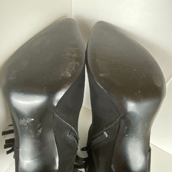 Nine West Pureheart2 Fringe Trim Ankle Boots 7.5 Black - Picture 5 of 11